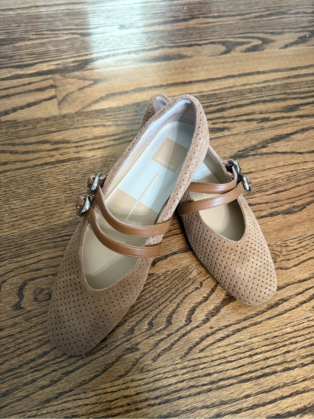 Women's Tan Baylee Mary Jane Flats with Buckle Strap